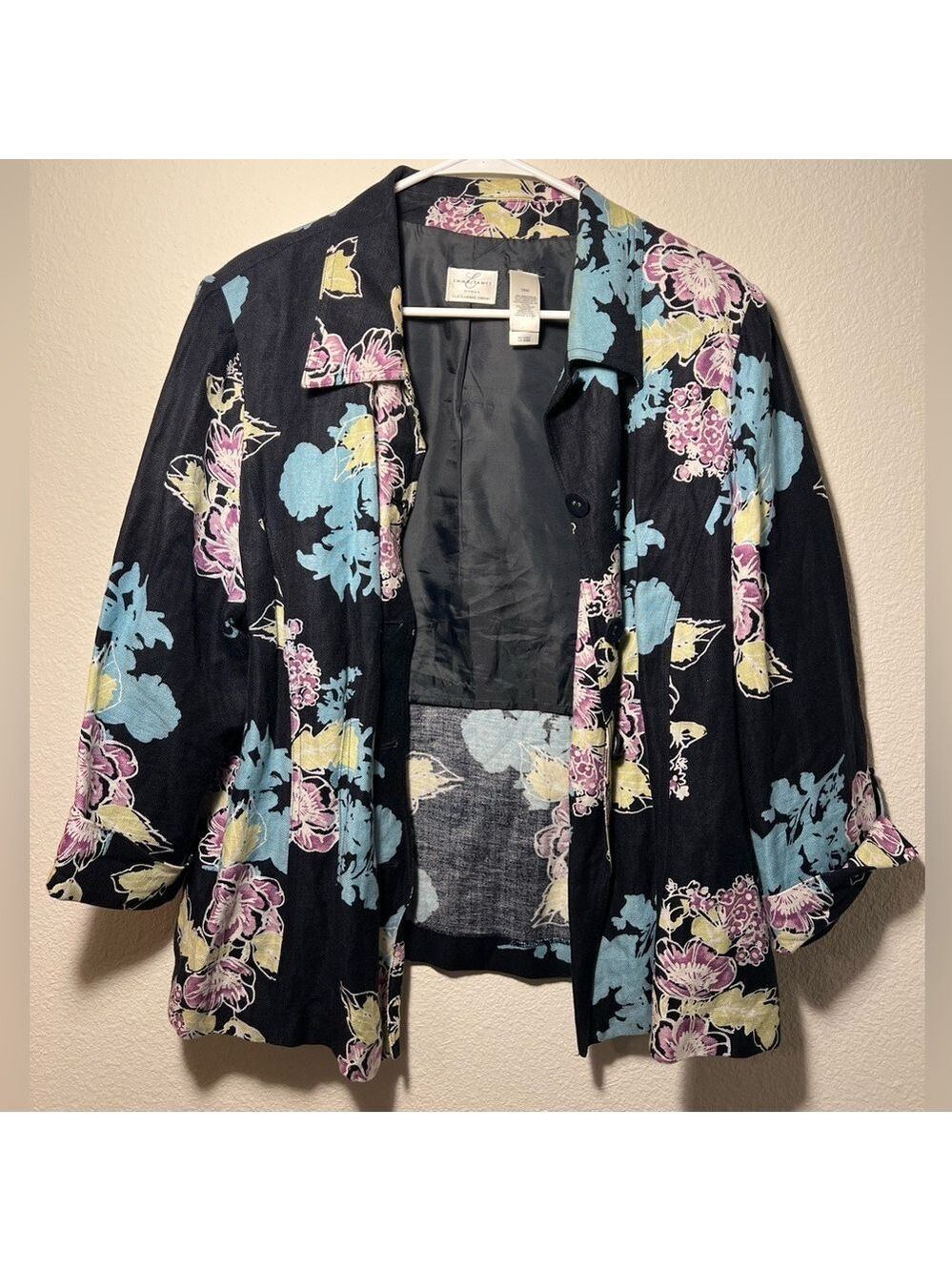 Emma James by Liz Claiborne Women’s Linen Blend Black and Floral Blazer